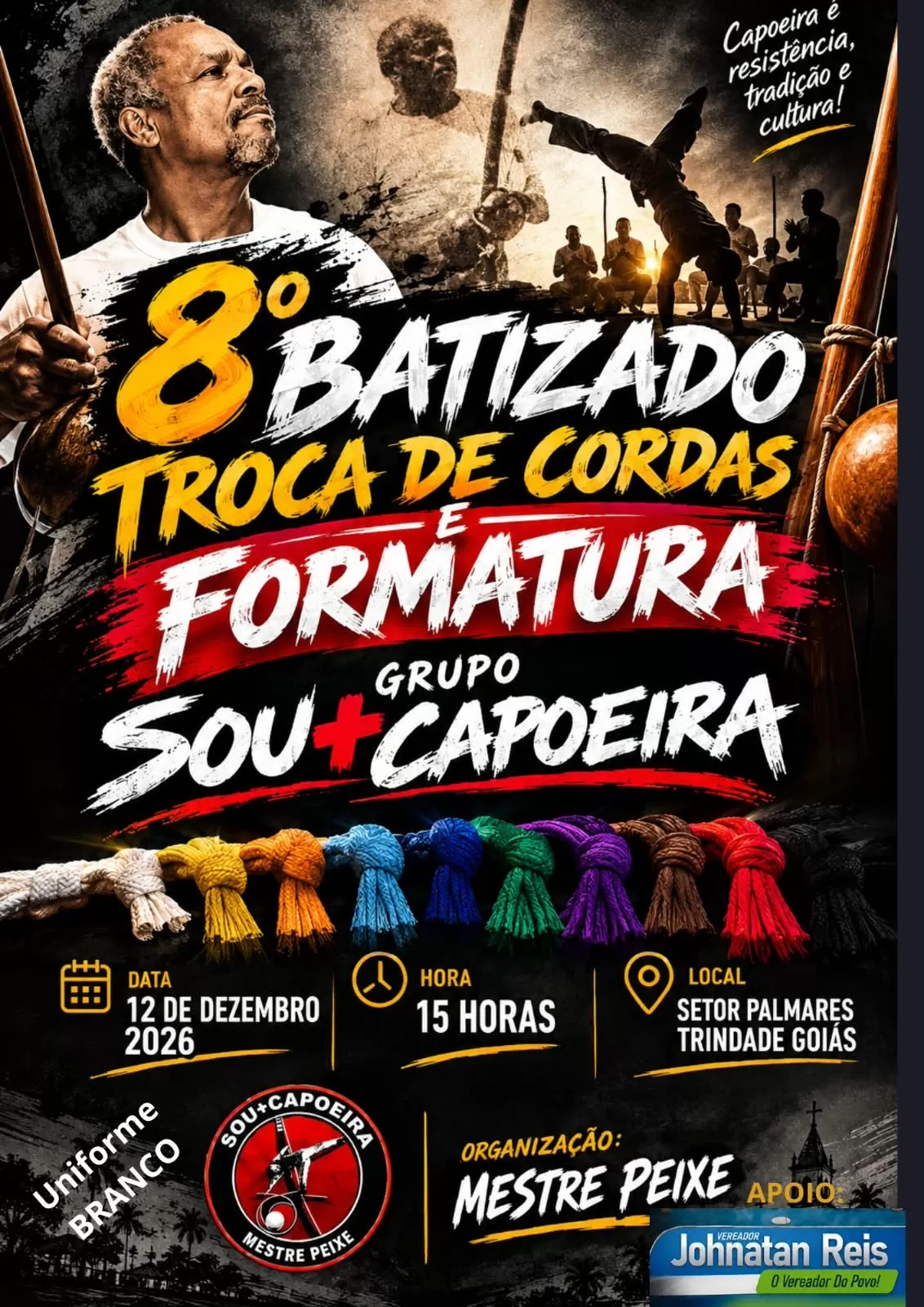 Cartaz do evento 8º Batizado e Troca de Cordas e Formatura