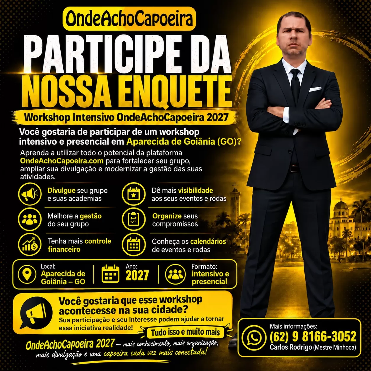 Cartaz da notícia Workshop Intencivo e Presencial OndeAchoCapoeira