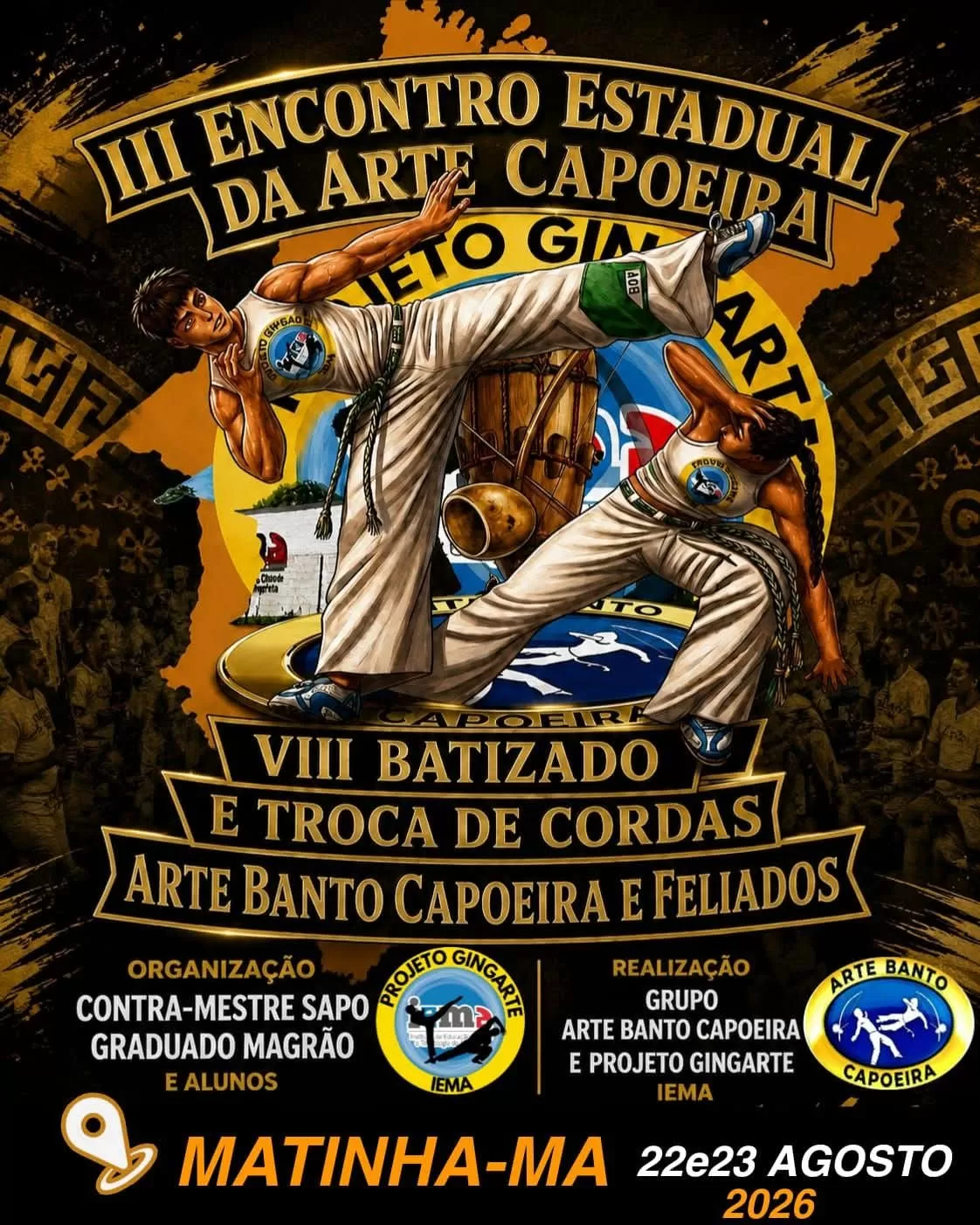 Cartaz da notícia III Encontro Estadual da Arte Capoeira - 22 e 23/08/2026