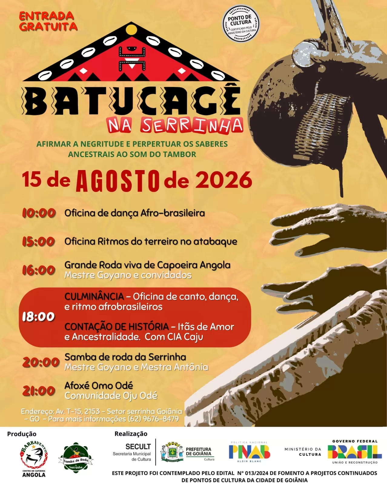 Cartaz da notícia Batucage na Serrinha - 15/08/2026