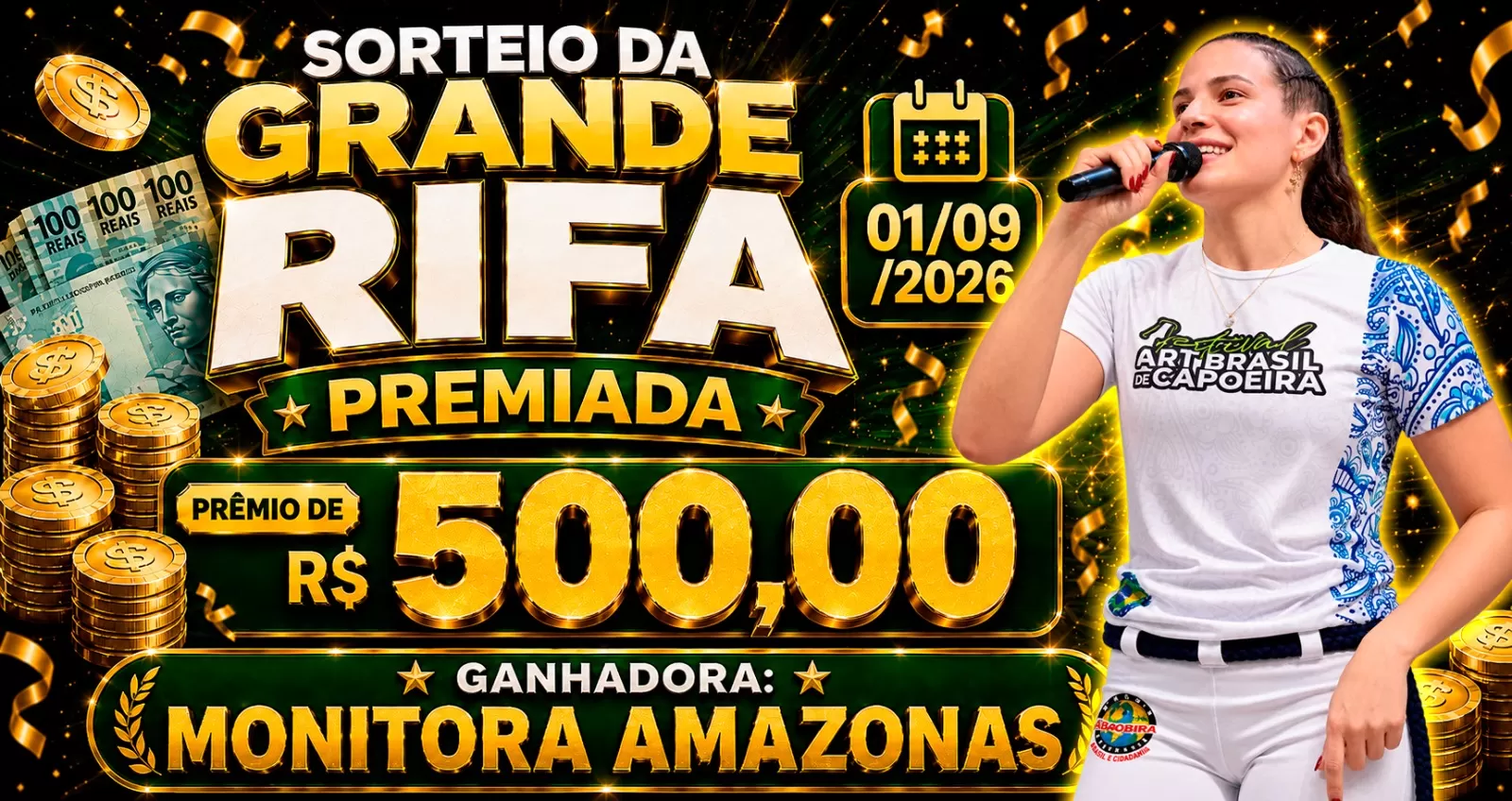 Cartaz da notícia Monitora Amazonas, Ganhadora da Grande Rifa Premiada