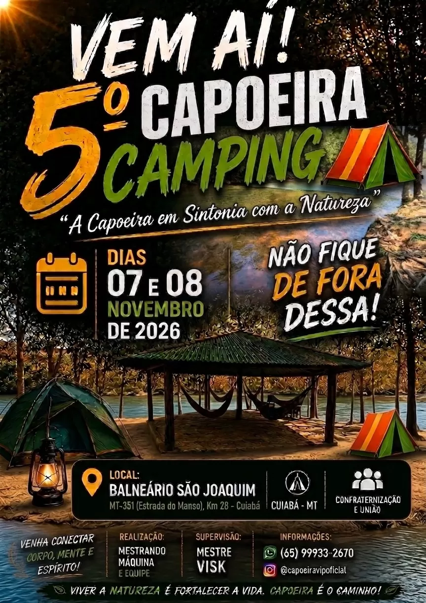 Cartaz da notícia 5º Capoeira Camping - 07 e 08/11/2026