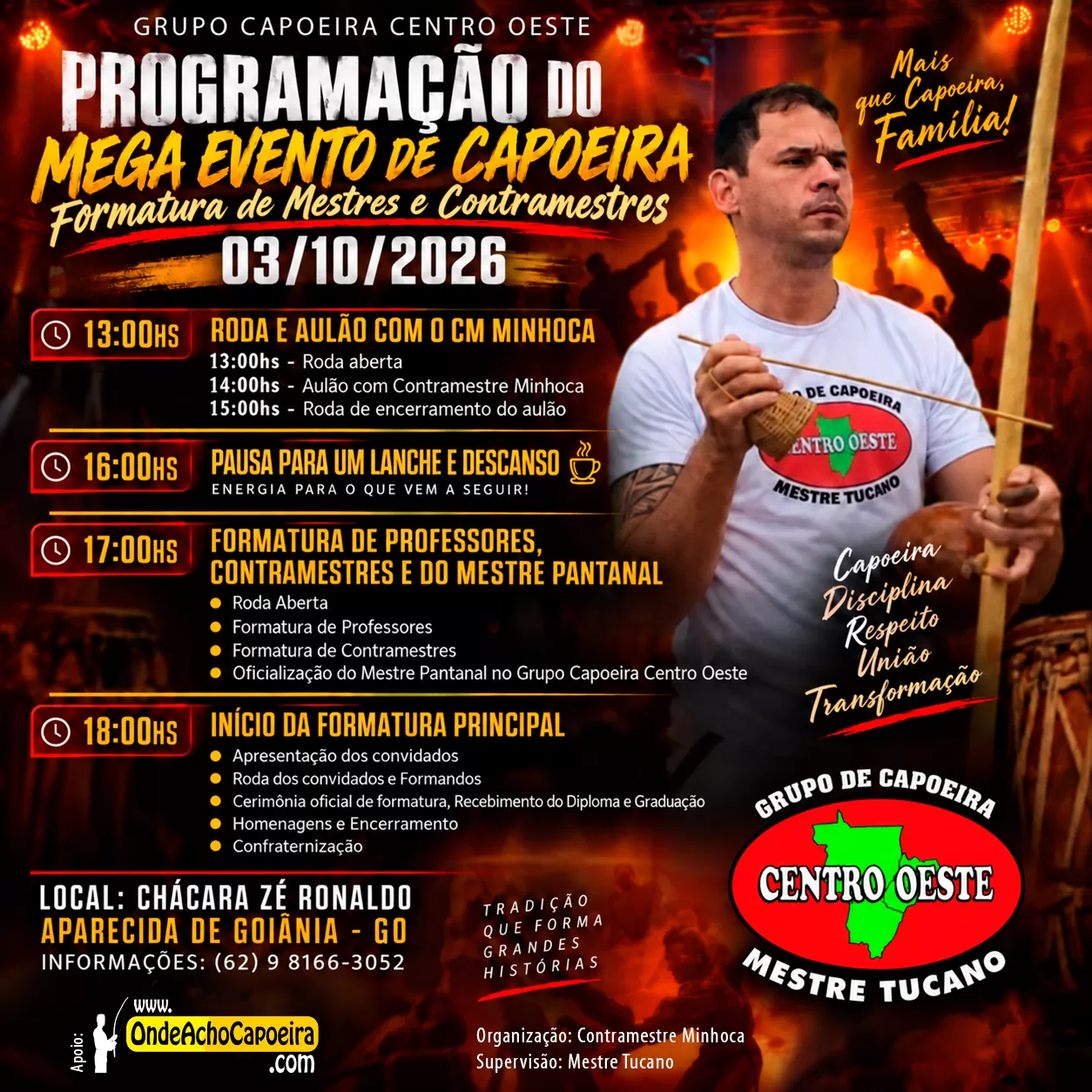 Cartaz da notícia Programação do Mega Evento de Capoeira - 03/10/2026