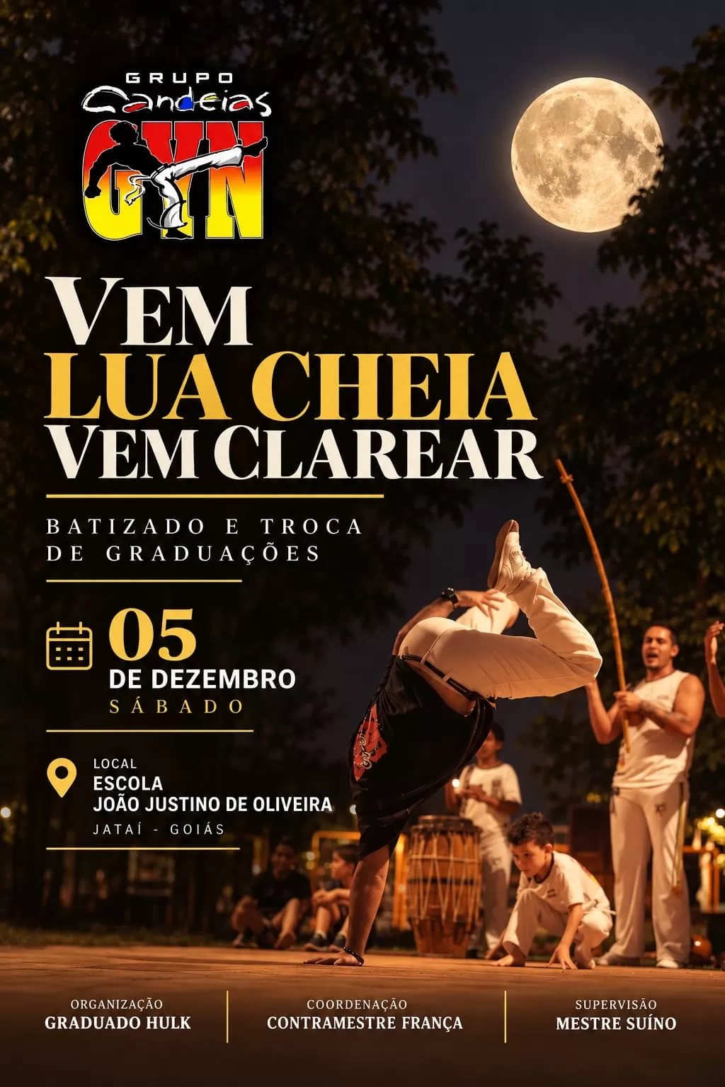 Cartaz da notícia Vai Clarear Batizado e Troca de Graduações - 05/12/2026