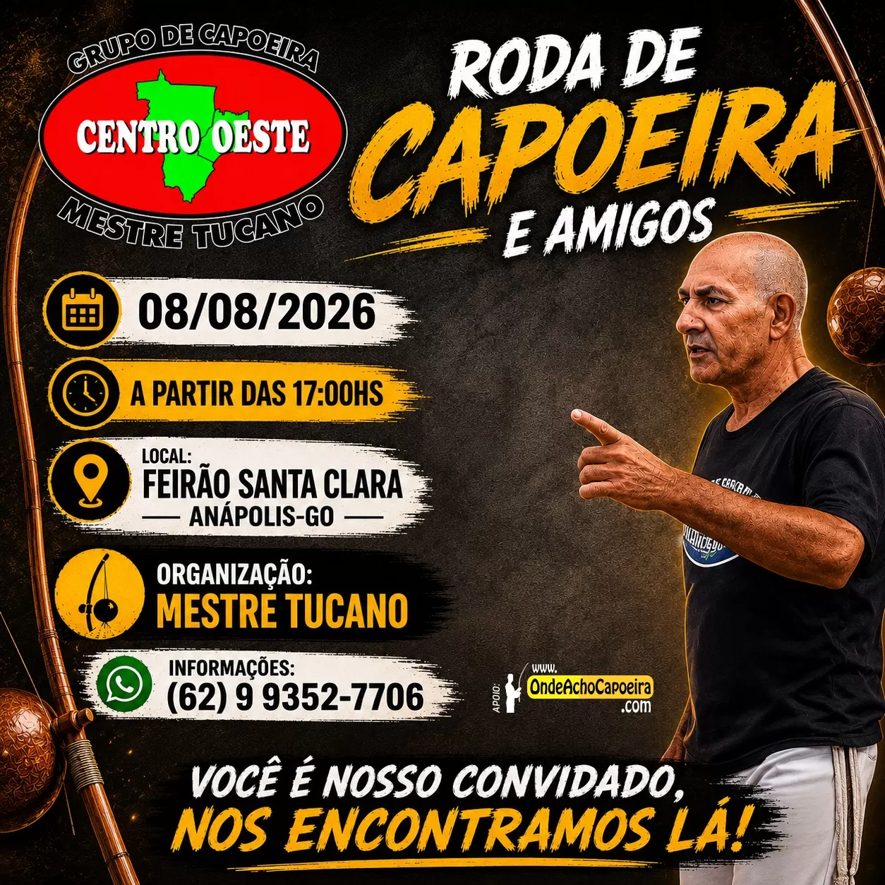 Cartaz da roda Roda de Capoeira e Amigos