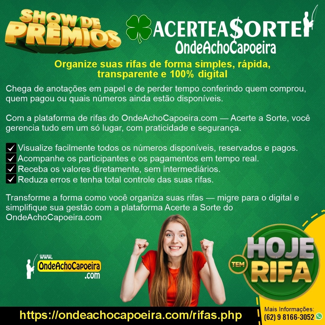Acerte a Sorte OndeAchoCapoeira - Rifas Solidárias de Capoeira